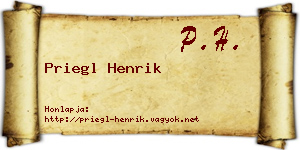Priegl Henrik névjegykártya
